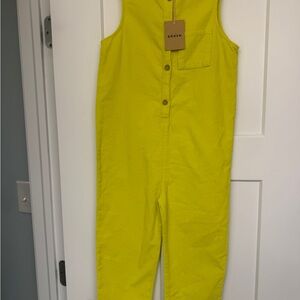 Mini Boden Vibrant Yellow Jumpsuit girls 7-8 lightweight corduroy NWT